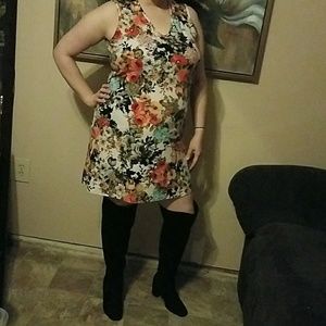 Black suede knee boots